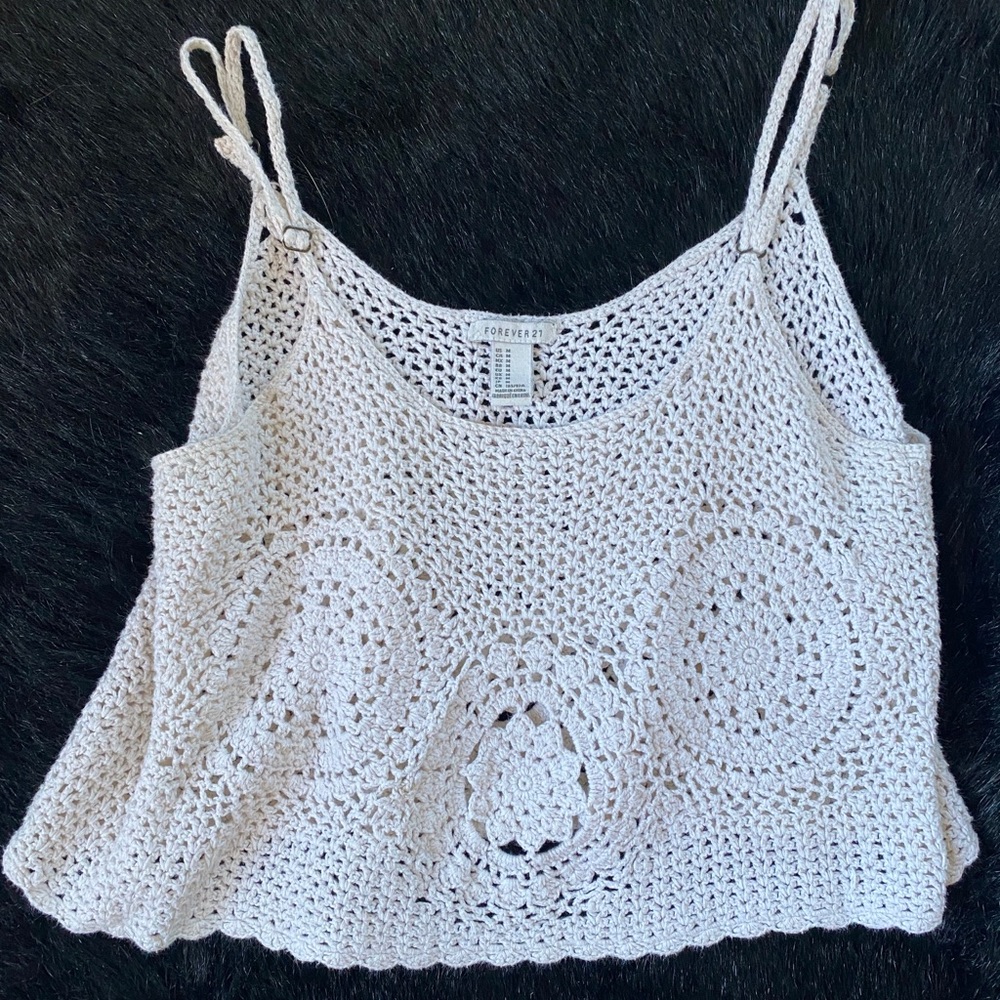 Forever 21 knit crop top white